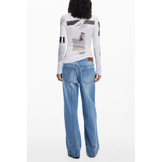 Desigual White Elastane Women Top DE-39742-XS