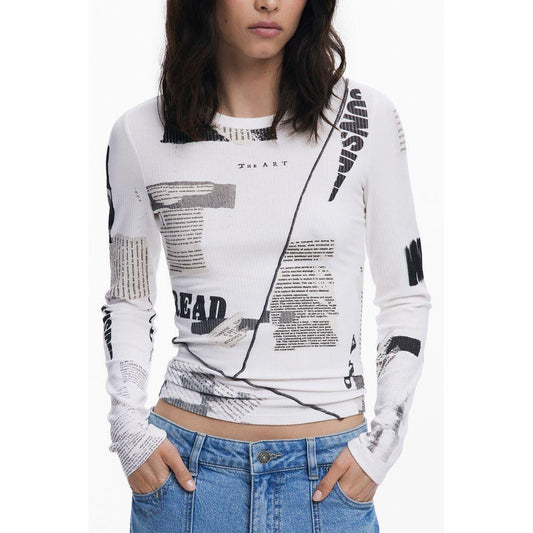 Desigual White Elastane Women Top DE-39742-XS