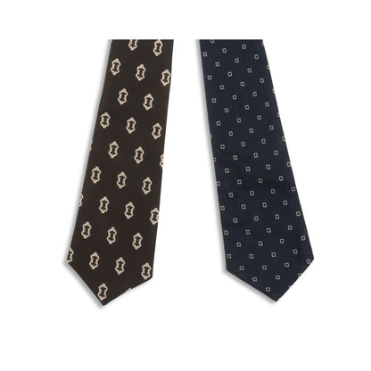 Di Stavnitser Multicolor Cotton Tie with dual print design for versatile style, perfect for autumn-winter wear.