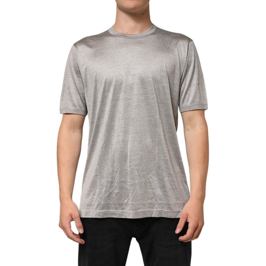 Dolce & Gabbana Beige Hazelnut Cotton Shortsleeve Shirt T-shirt with crew neck and regular fit, made from premium Italian cotton.