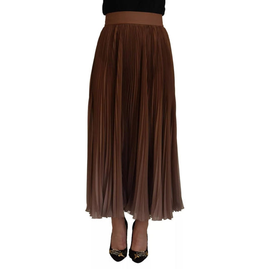 Dolce & Gabbana Beige Longuette Plisse Chiffon Midi Skirt SKI1912-40