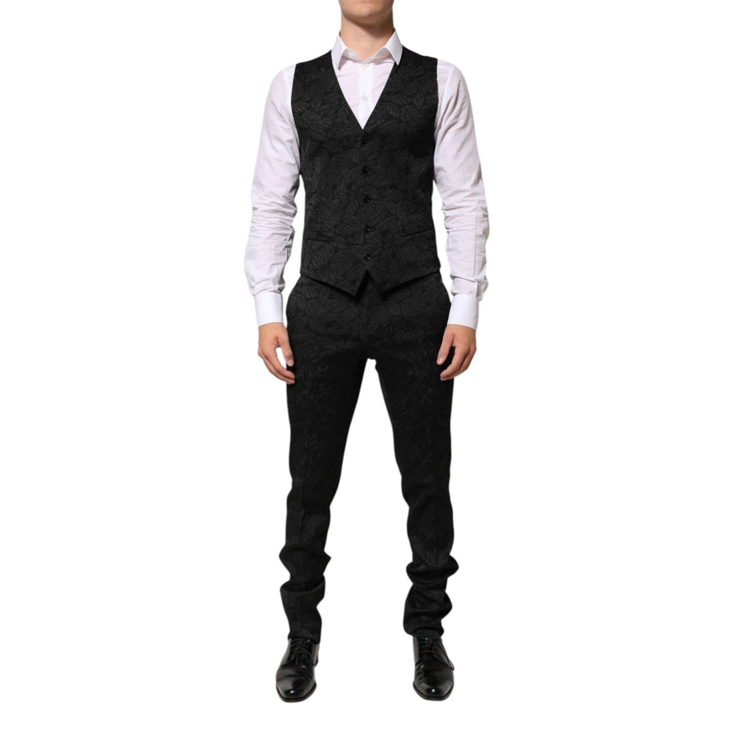 Dolce & Gabbana Black 3 Piece Brocade Jacquard Suit MARTINI