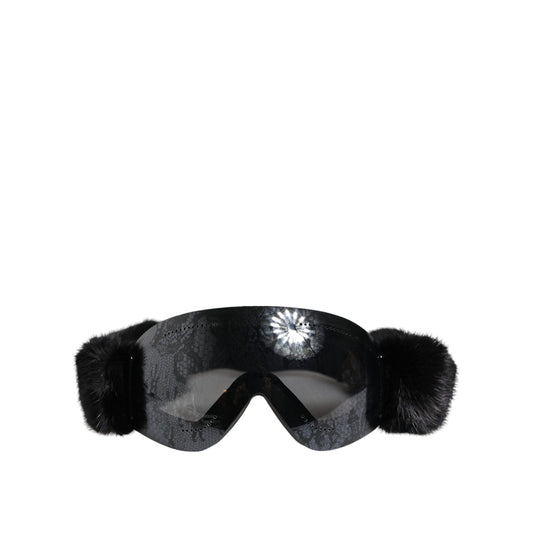 Dolce & Gabbana Black Bi0759 Lace Mirrored Ski Goggles Mask Sunglasses GLA1364