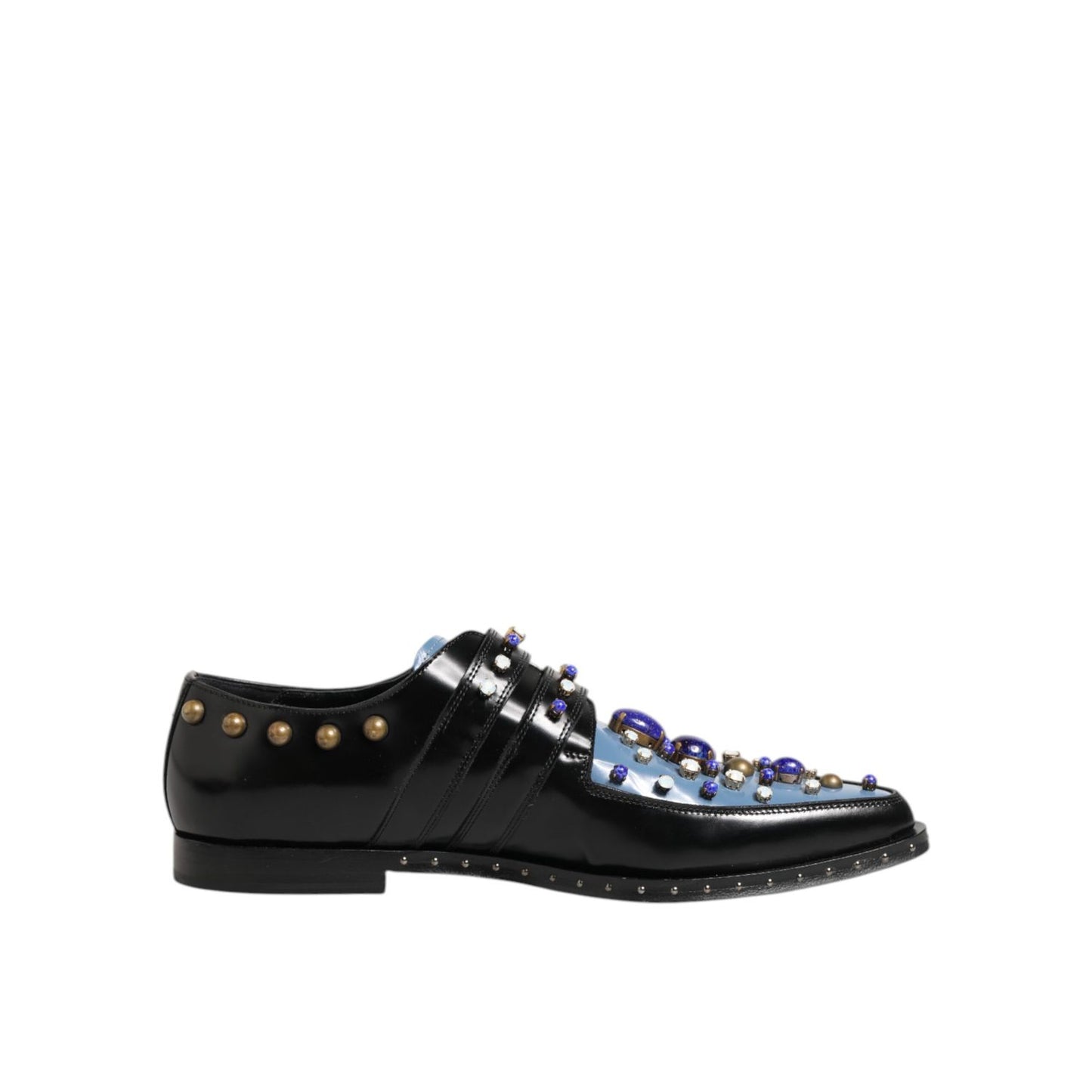 Dolce & Gabbana Black Blue Embellished MONKSTRAP Dress Shoes side view