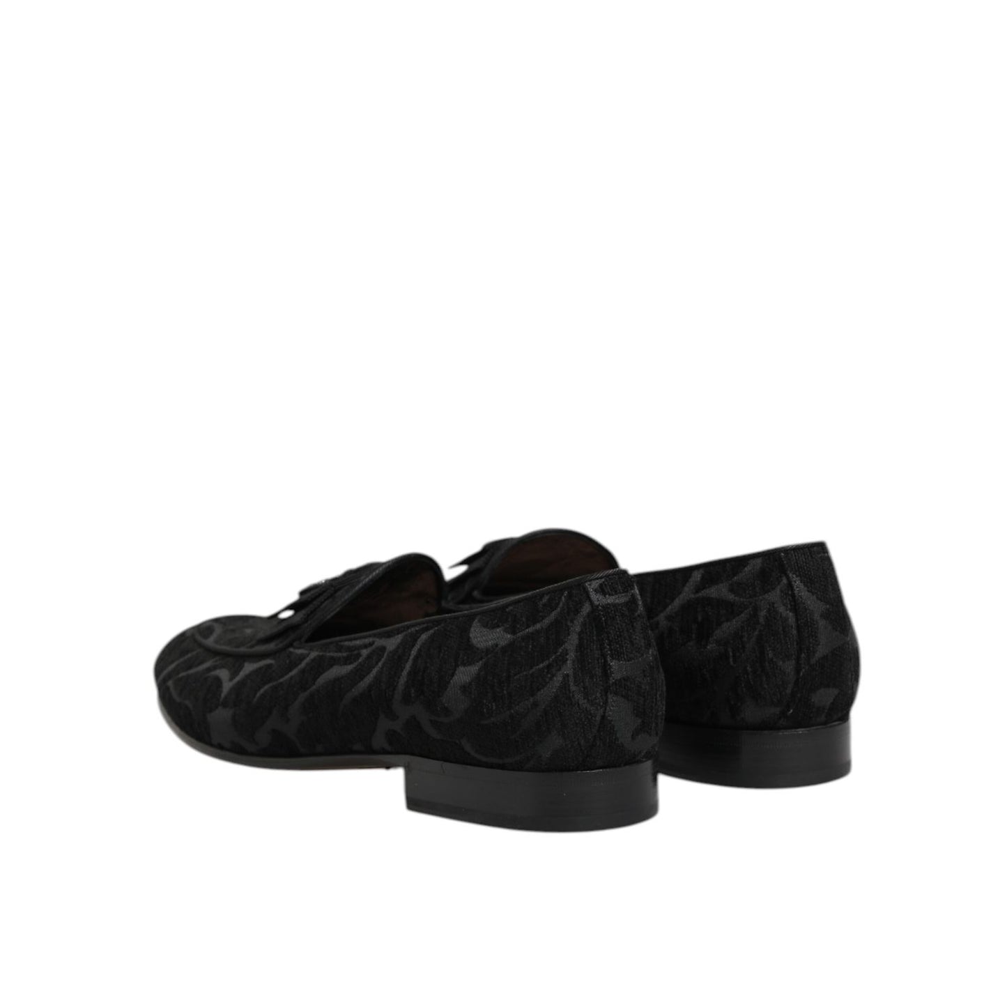 Dolce & Gabbana Black Brocade Crown Loafers Dress Shoes