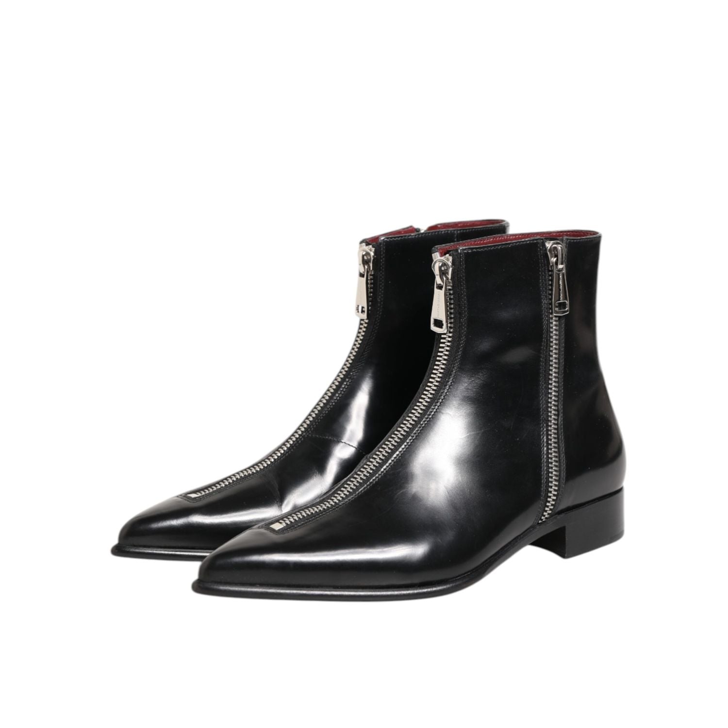 Dolce & Gabbana Black Calfskin Leather Men SHORT Boots Shoes