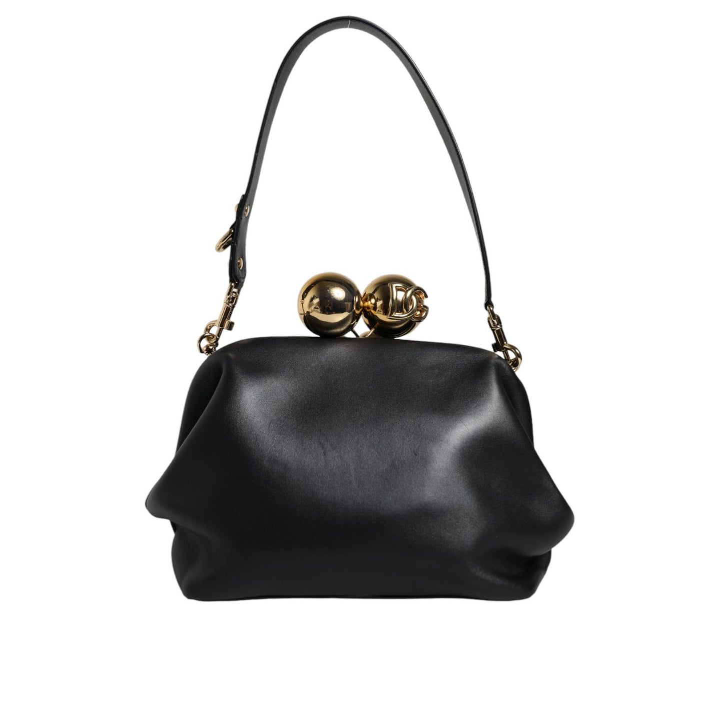 Dolce & Gabbana Black Calfskin Leather Shoulder Clutch Bag