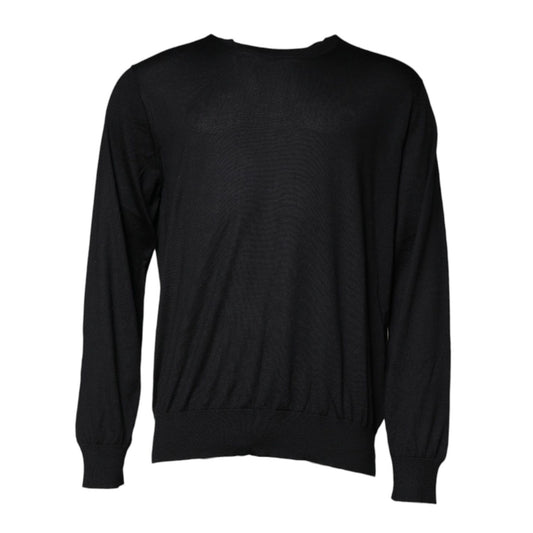 Dolce & Gabbana Black Cashmere Crew Neck Pullover Sweater with repaired holes on left sleeve, 100% authentic, made in Italy, great comfort.