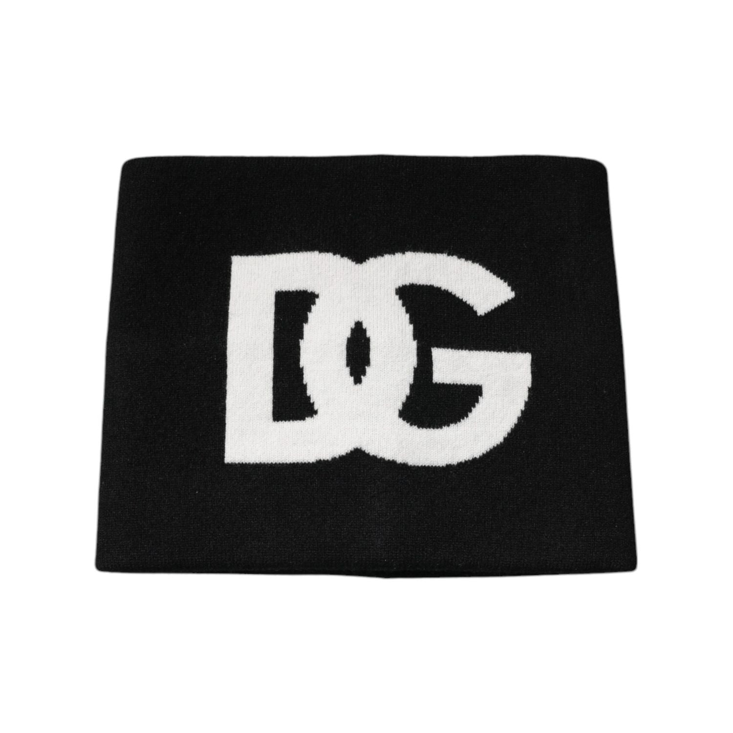 Dolce & Gabbana Black Cashmere DG Logo Square Handkerchief Scarf