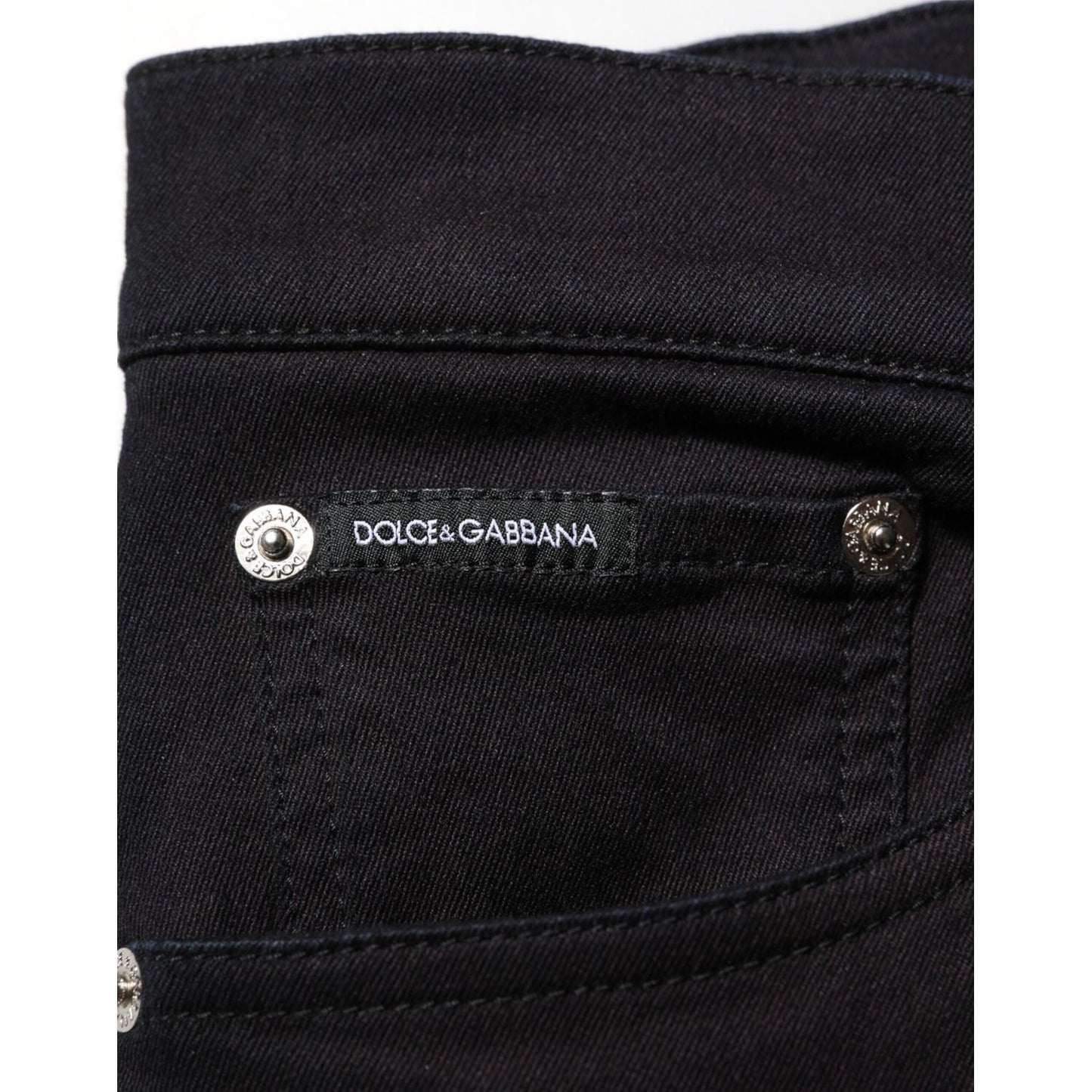 Dolce & Gabbana Black Cotton Blend Skinny Men Trouser Pants
