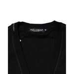 Dolce & Gabbana Black Cotton Button Up Men Cardigan Sweater with V-neck and sleek design, 100% cotton, regular fit, made in Italy.