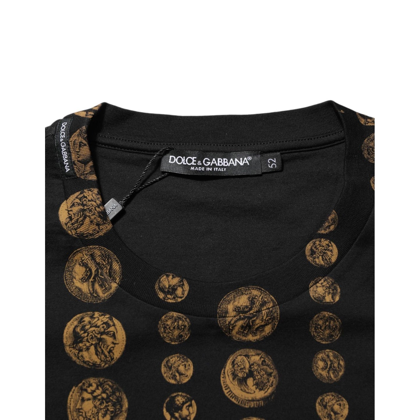 Dolce & Gabbana Black Cotton Coin Print Crew Neck T-shirt