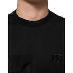 Dolce & Gabbana Black Cotton Embroidered DG Logo Pocket T-shirt showcasing logo detail and pocket, crafted in Italy.