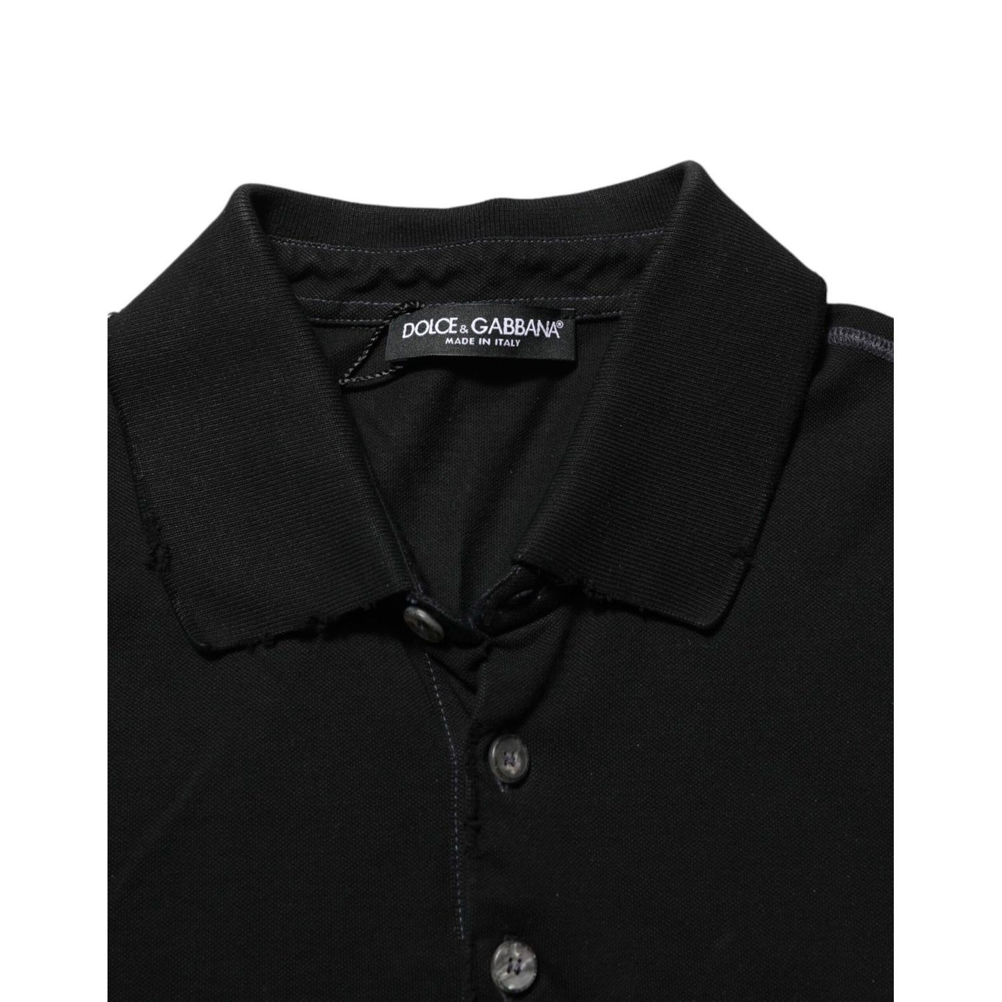 Dolce & Gabbana Black Cotton Graphic Print PoloShirt T-shirt