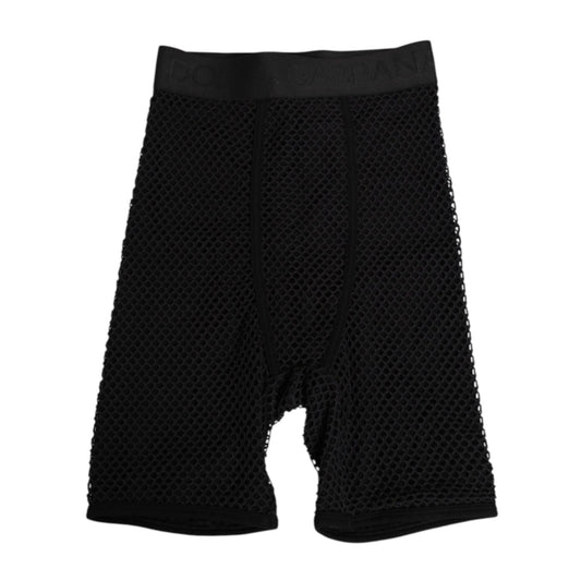 Dolce & Gabbana Black Cotton Logo Shorts Midi Trouser Underwear with elastic logo waistband, designed for comfort and style.
