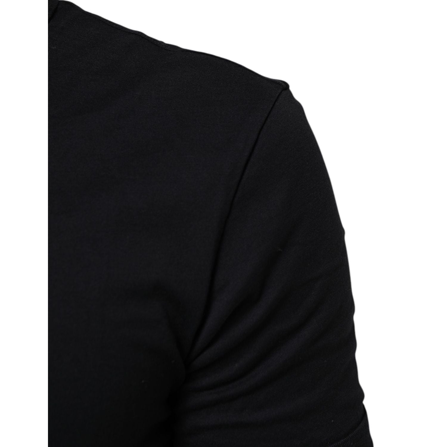 Dolce & Gabbana Black Cotton Plain V-Neck Men Shirt T-shirt