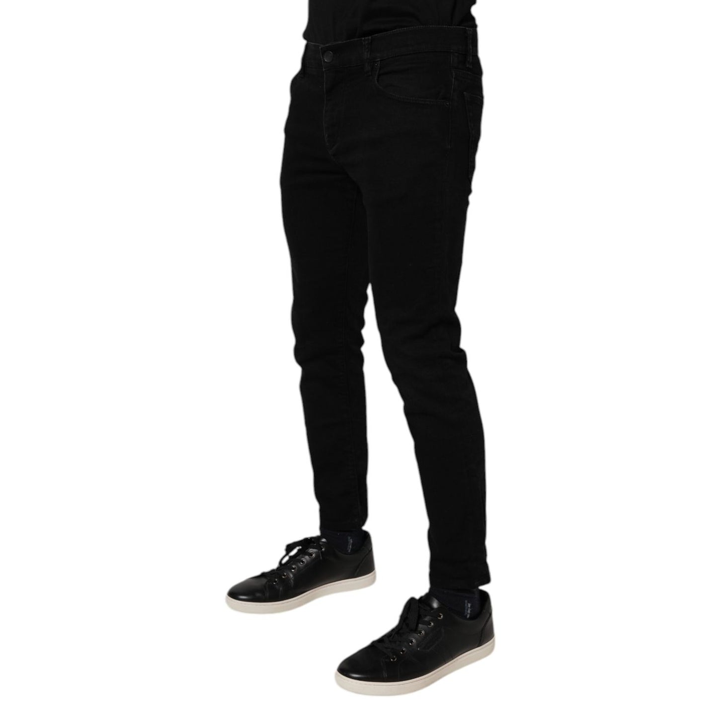 Dolce & Gabbana Black Cotton Skinny Jeans Men Trouser Pants