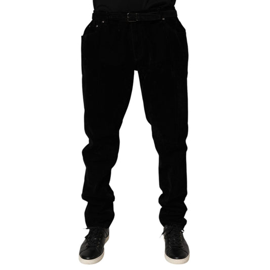 Dolce & Gabbana Black Cotton Slim Fit Denim Trouser Jeans