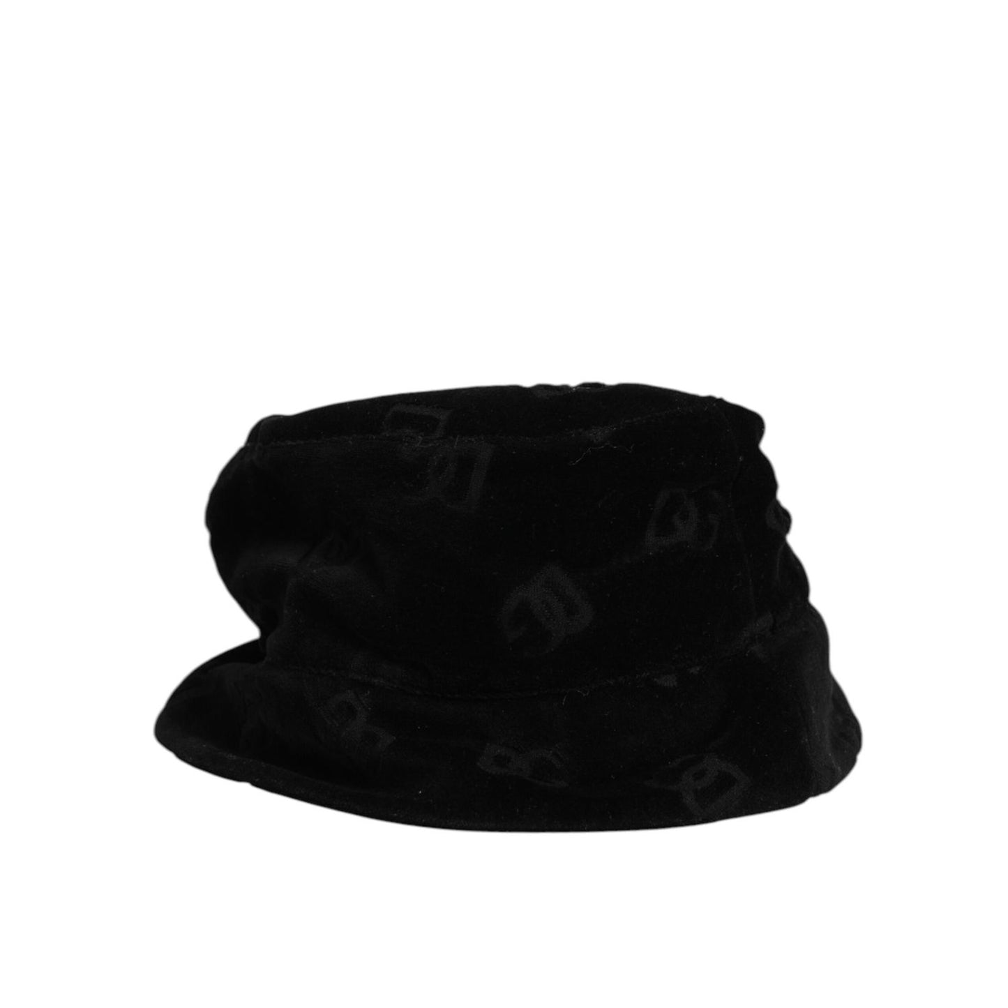 Dolce & Gabbana Black Cotton Suede Bucket Logo Capello Hat