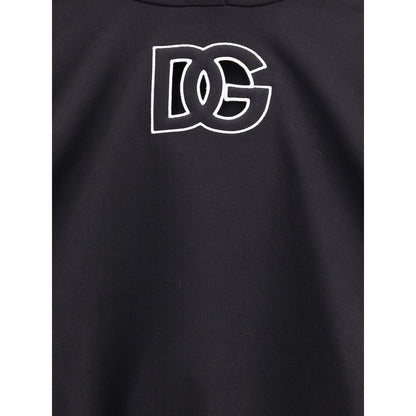 Dolce & Gabbana Black Cotton Sweatshirt with embroidered logo and ribbed cuffs, AW25 stylish urban wear
