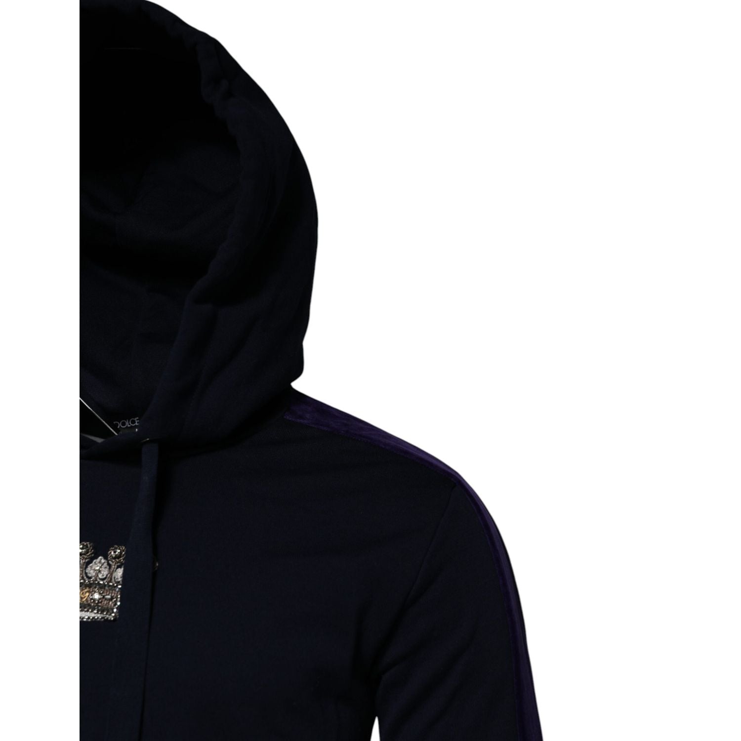 Dolce & Gabbana Black Crown Cotton Hooded Sweatshirt Sweater