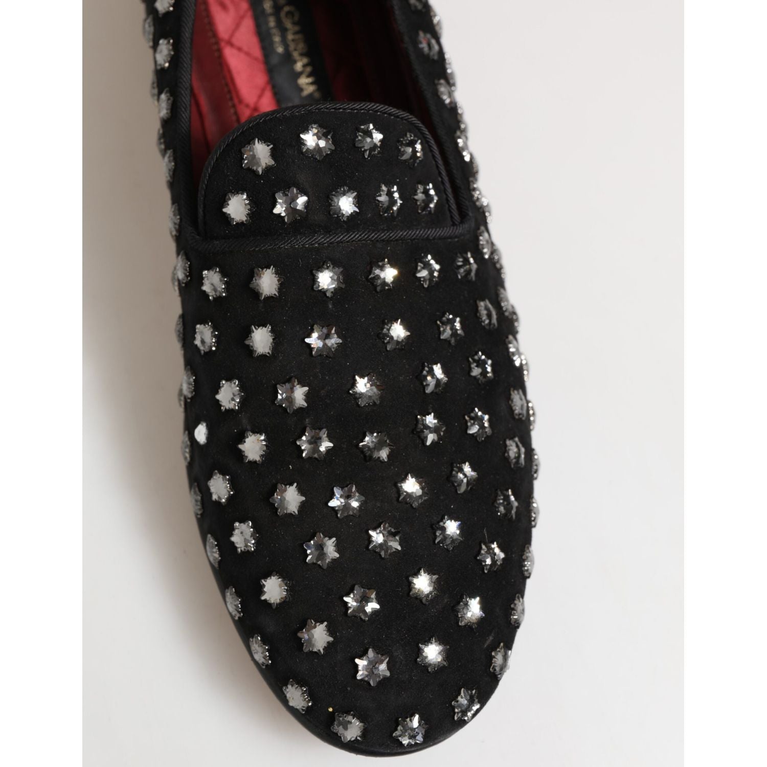 Dolce & Gabbana Black Crystal Embellished Loafers Dress Shoes