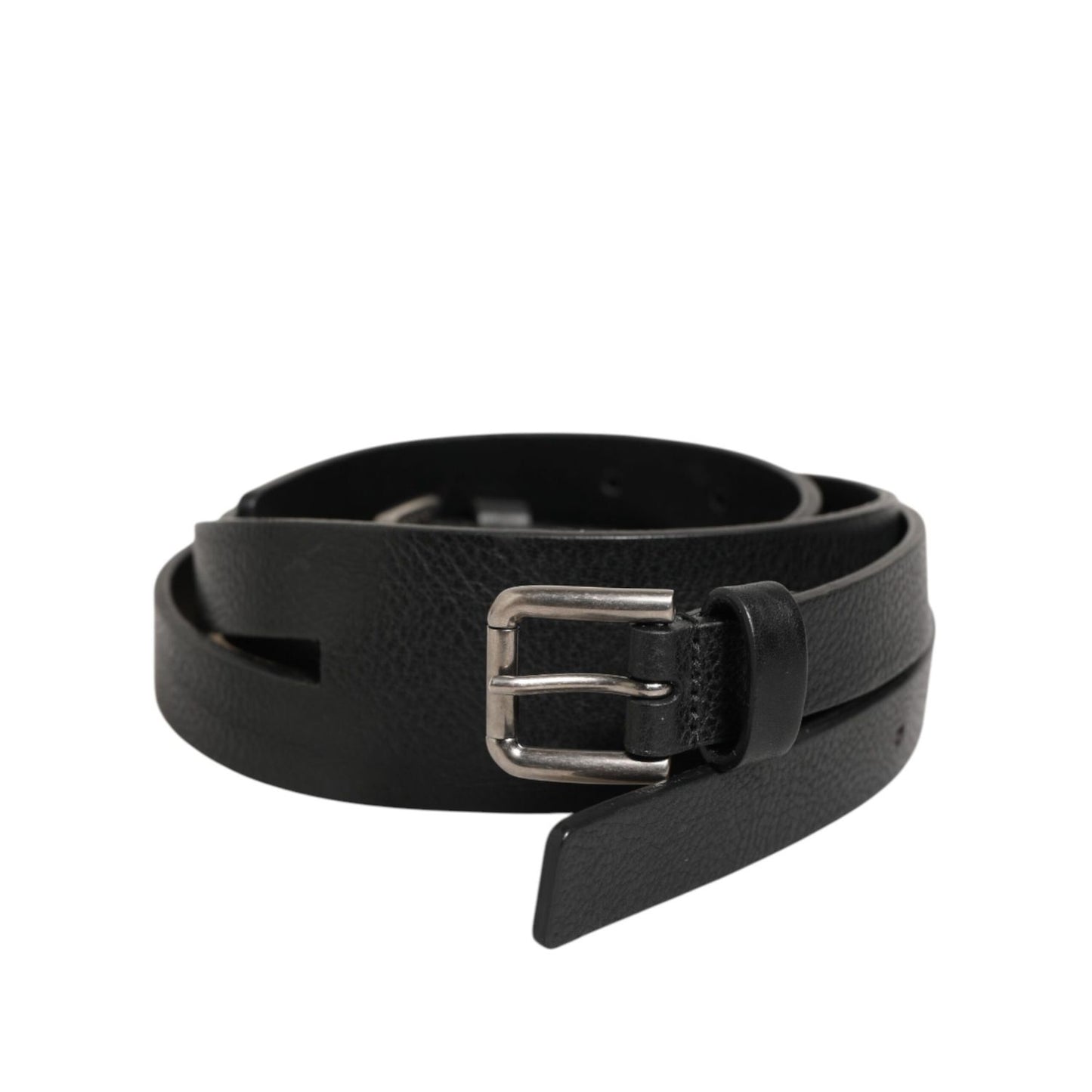 Dolce & Gabbana Black Double Strap Leather Gold Buckle Belt featuring luxury Italian craftsmanship and modern design.