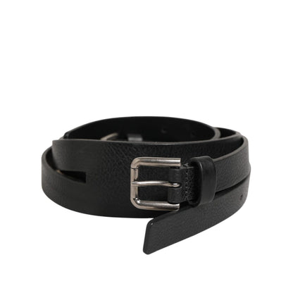 Dolce & Gabbana Black Double Strap Leather Gold Buckle Belt featuring luxury Italian craftsmanship and modern design.