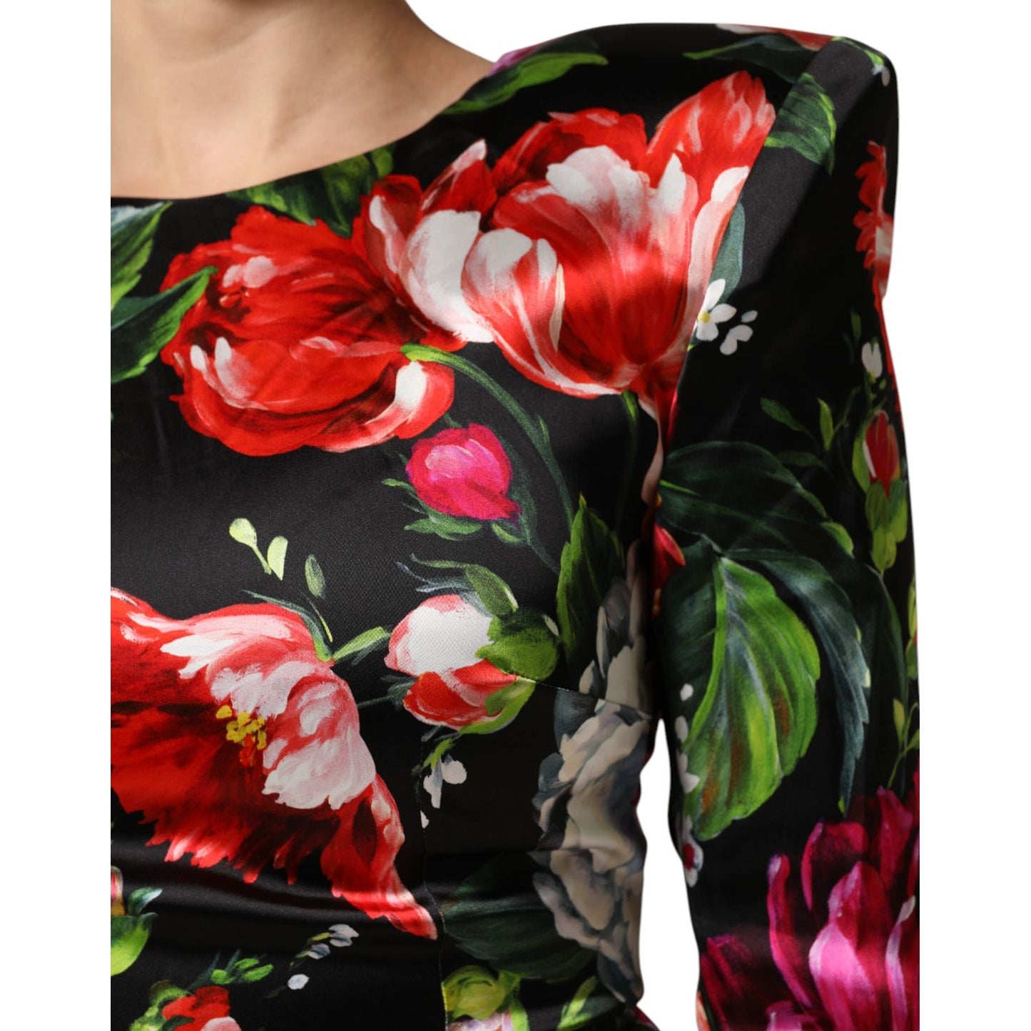 Dolce & Gabbana Black Floral Fiori Pittorici Bodycon Dress