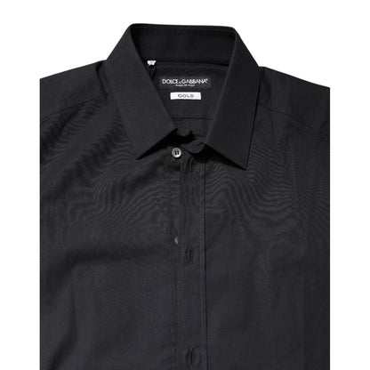 Dolce & Gabbana Black GOLD Cotton Long Sleeves Dress Shirt