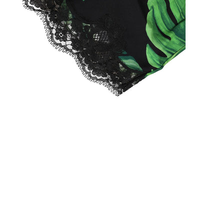 Dolce & Gabbana Black Green Tropical Print Lace Underwear