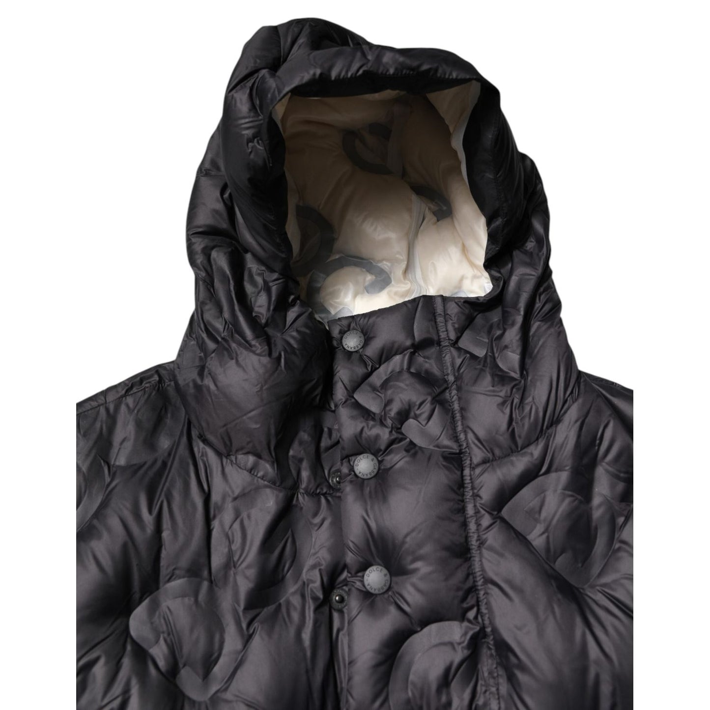 Dolce & Gabbana Black Hooded Parka Coat Winter Jacket