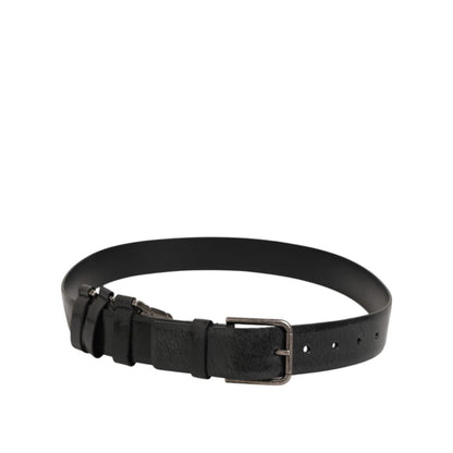 Dolce & Gabbana Black Key Ring Clip Attachments Buckle Belt with antique silver-tone hardware and leather design.
