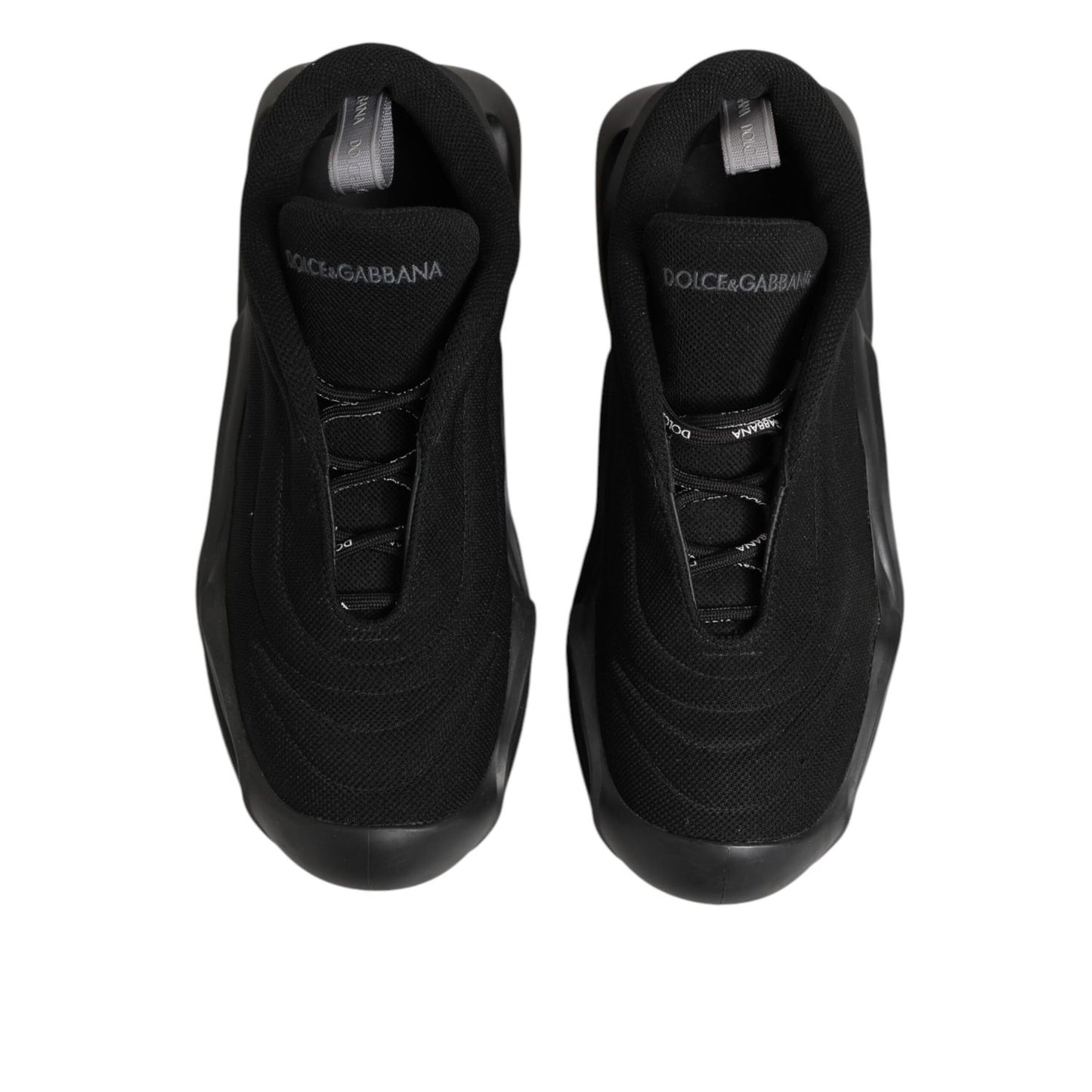 Dolce & Gabbana Black Lace Up Wave Low Top Men Sneaker Shoes with sleek design and flexible sole.