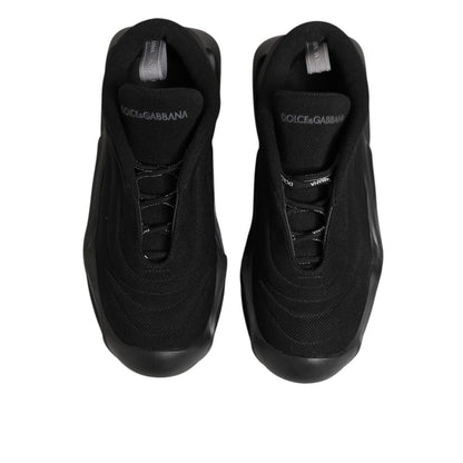Dolce & Gabbana Black Lace Up Wave Low Top Men Sneaker Shoes with sleek design and flexible sole.