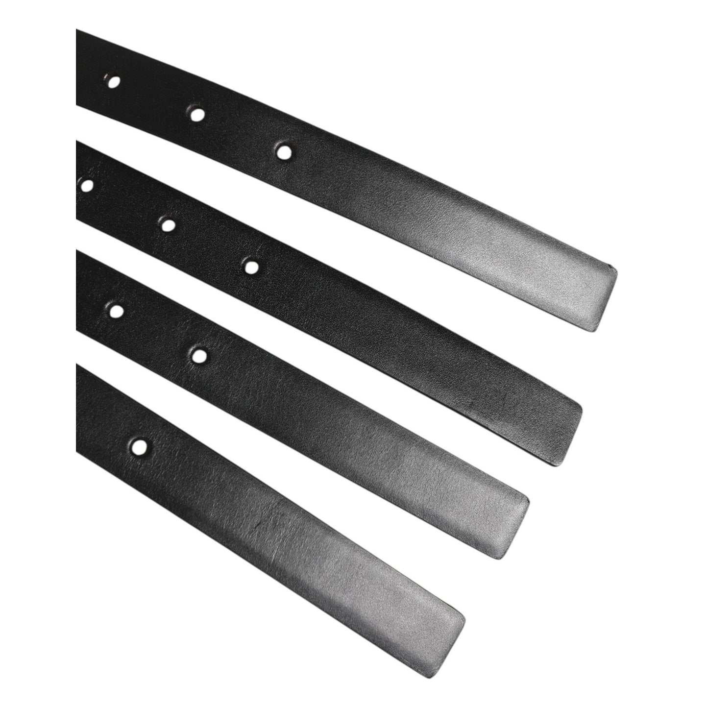 Dolce & Gabbana Black Leather 4-Strap Metal Multi-Buckle Belt with sleek adjustable straps and silver-tone buckles for edgy style.