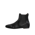 Dolce & Gabbana Black Leather Fur Men CHELSEA Boots Shoes with elastic side panels and luxurious plush lining for warmth and style.
