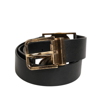 Dolce & Gabbana Black Leather Gold Silver Coin Buckle Belt with vintage medallions and opulent design