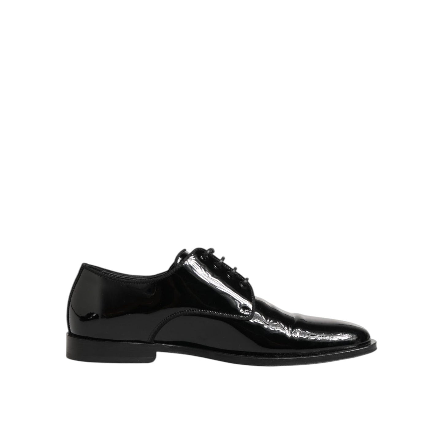 Dolce & Gabbana Black Leather Lace Up Derby Formal Dress Shoes - sleek and polished premium footwear for business or formal events.