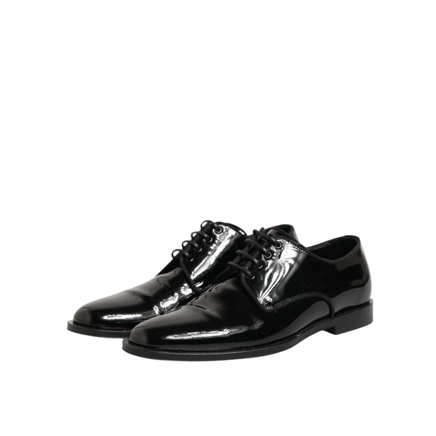 Dolce & Gabbana Black Leather Lace Up Derby Formal Dress Shoes for elegant occasions and sophisticated style.