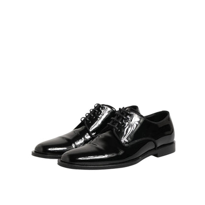 Dolce & Gabbana Black Leather Lace Up Derby Formal Dress Shoes for elegant occasions and sophisticated style.