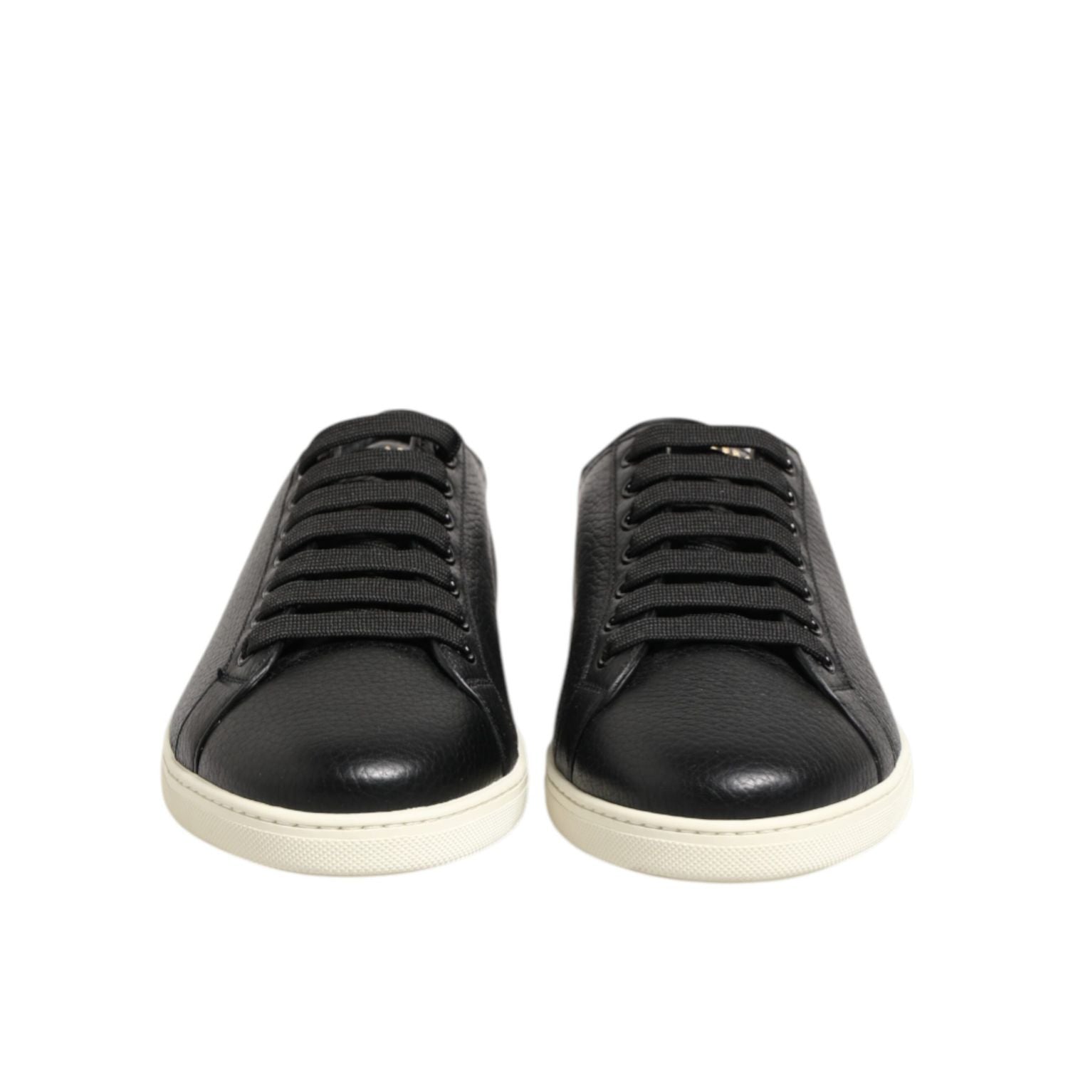 Dolce & Gabbana Black Leather Lace Up Low Top Sneakers Shoes