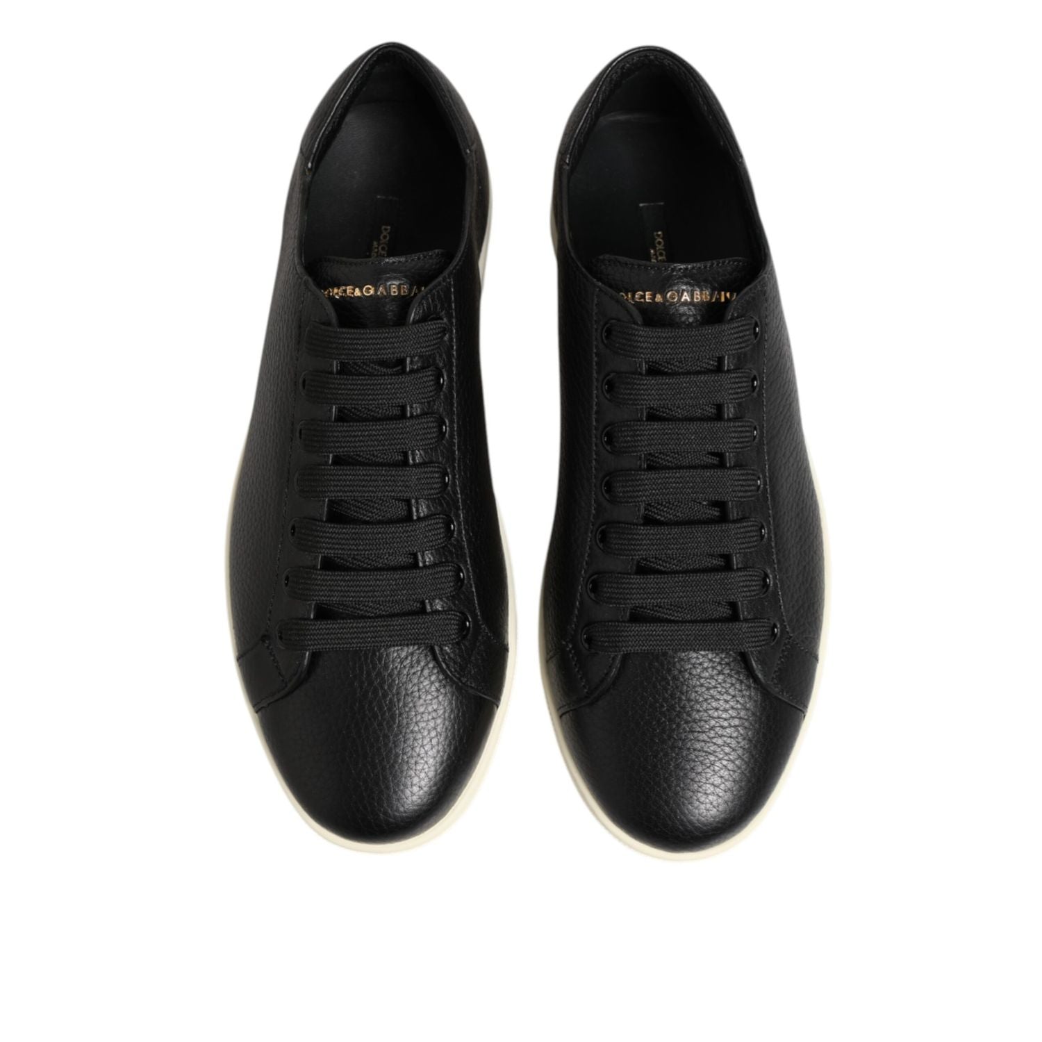 Dolce & Gabbana Black Leather Lace Up Low Top Sneakers Shoes