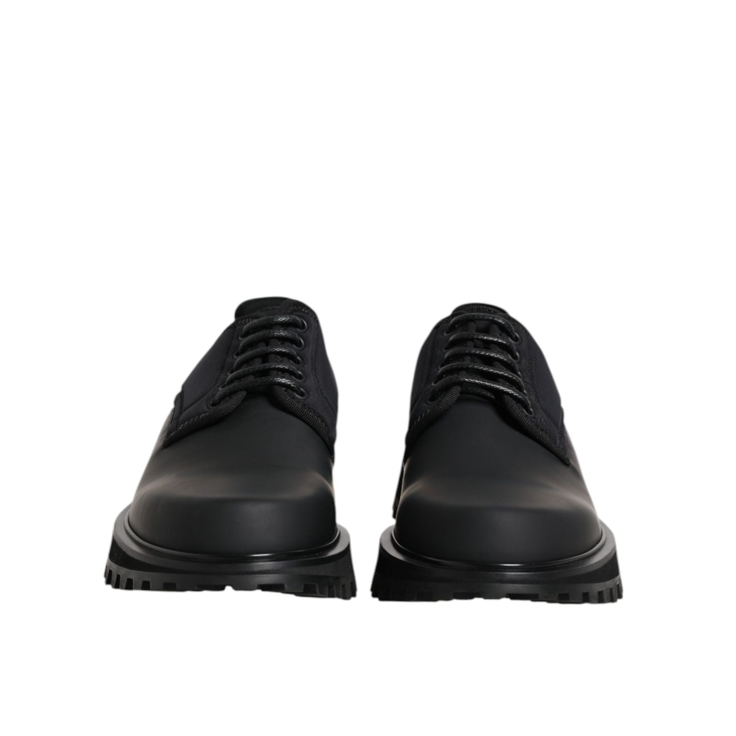 Dolce & Gabbana Black Leather Lace Up Trekking Dress Shoes