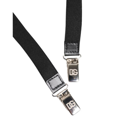 Dolce & Gabbana Black Leather Logo Wide Waist Belt Suspender