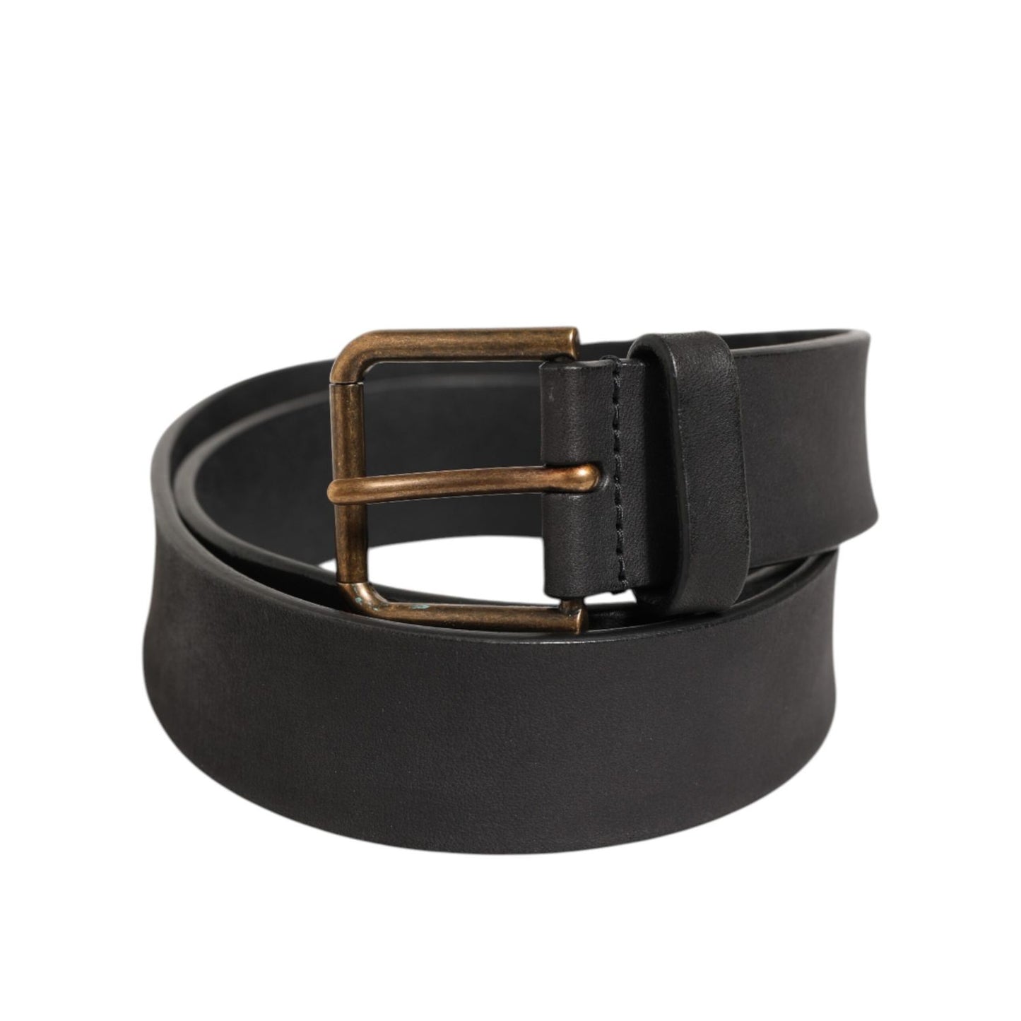 Dolce & Gabbana Black Leather Metal Buckle Classic Men Belt in smooth high‑quality leather