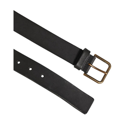 Dolce & Gabbana Black Leather Metal Buckle Classic Men Belt with matte finish and durable craftsmanship