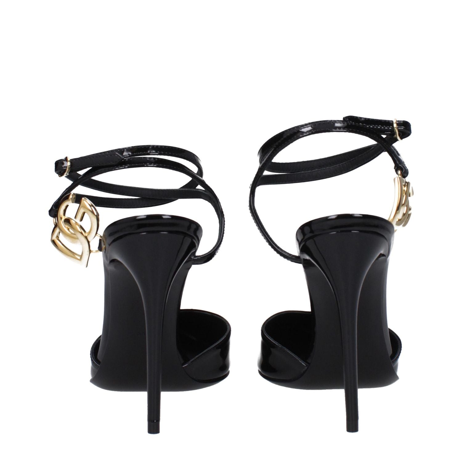 Dolce & Gabbana Black Leather Stiletto Heel Sandals