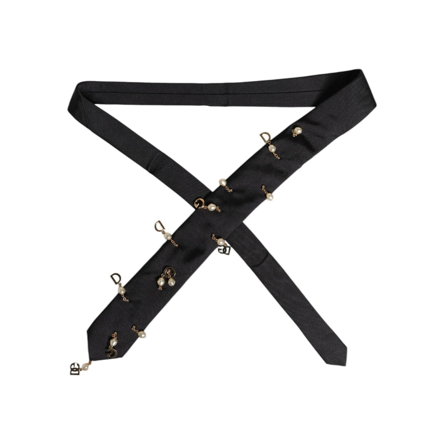 Dolce & Gabbana Black Logo Embellished Adjustable Necktie Tie