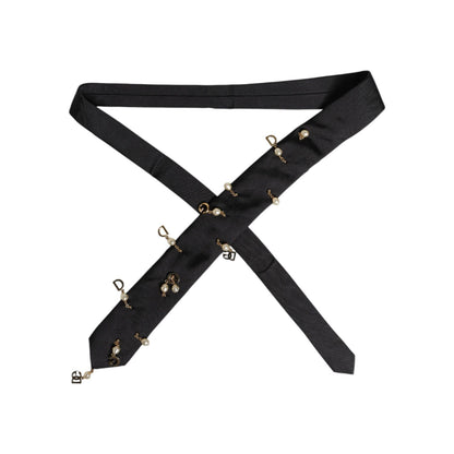 Dolce & Gabbana Black Logo Embellished Adjustable Necktie Tie